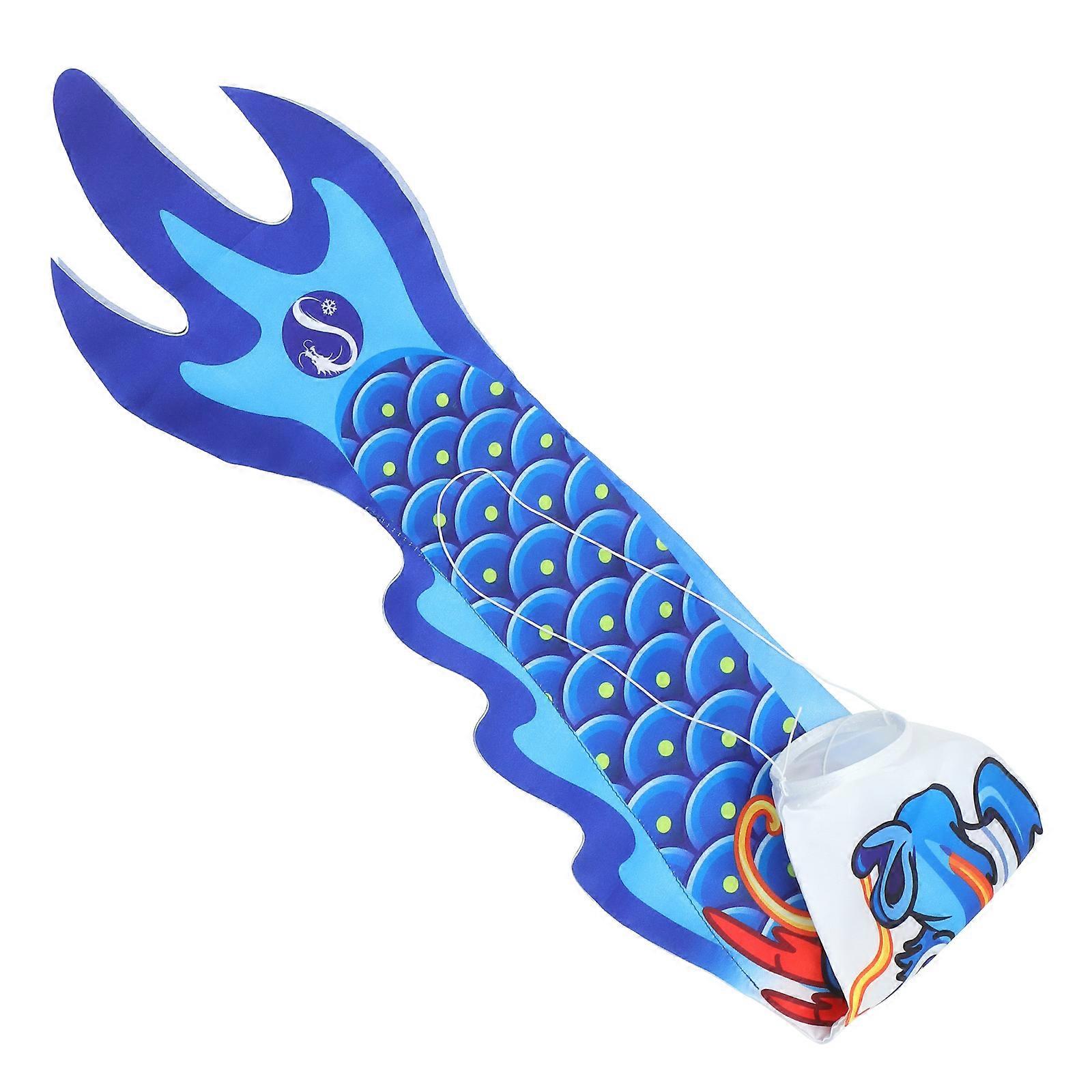3Pcs Rectangular Dragon Windsock Flag For Festival Celebrations And Home Use In Beautiful Blue Designed For Decorative Purposes