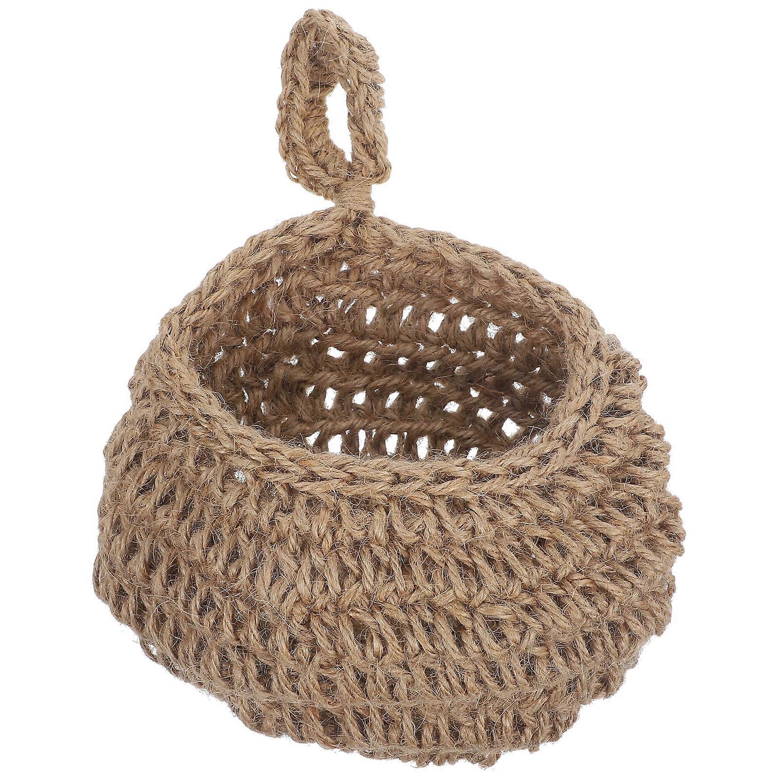 Jute Hanging Wall Basket Planter for Storing 4Pcs Coffee Color Baskets