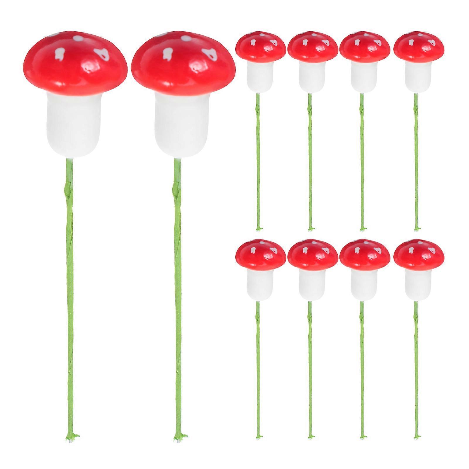 Simulated Mushroom Bonsai Decorations for Decoration 10Pcs Mini Red