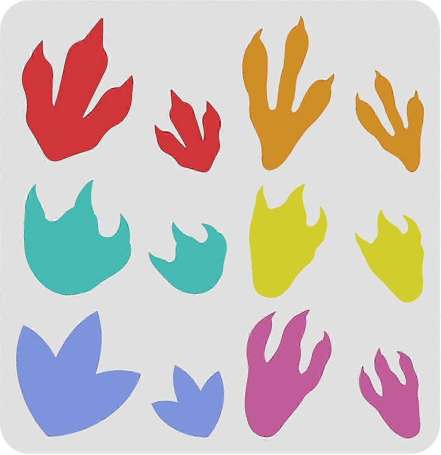 Dinosaur Foot Print Stencil 11.8x11.8inch Reusable 12 Style Dinosaur Paw Print Painting Stencil Mylar Animal Paw Print Stencil for Painting on Paper T