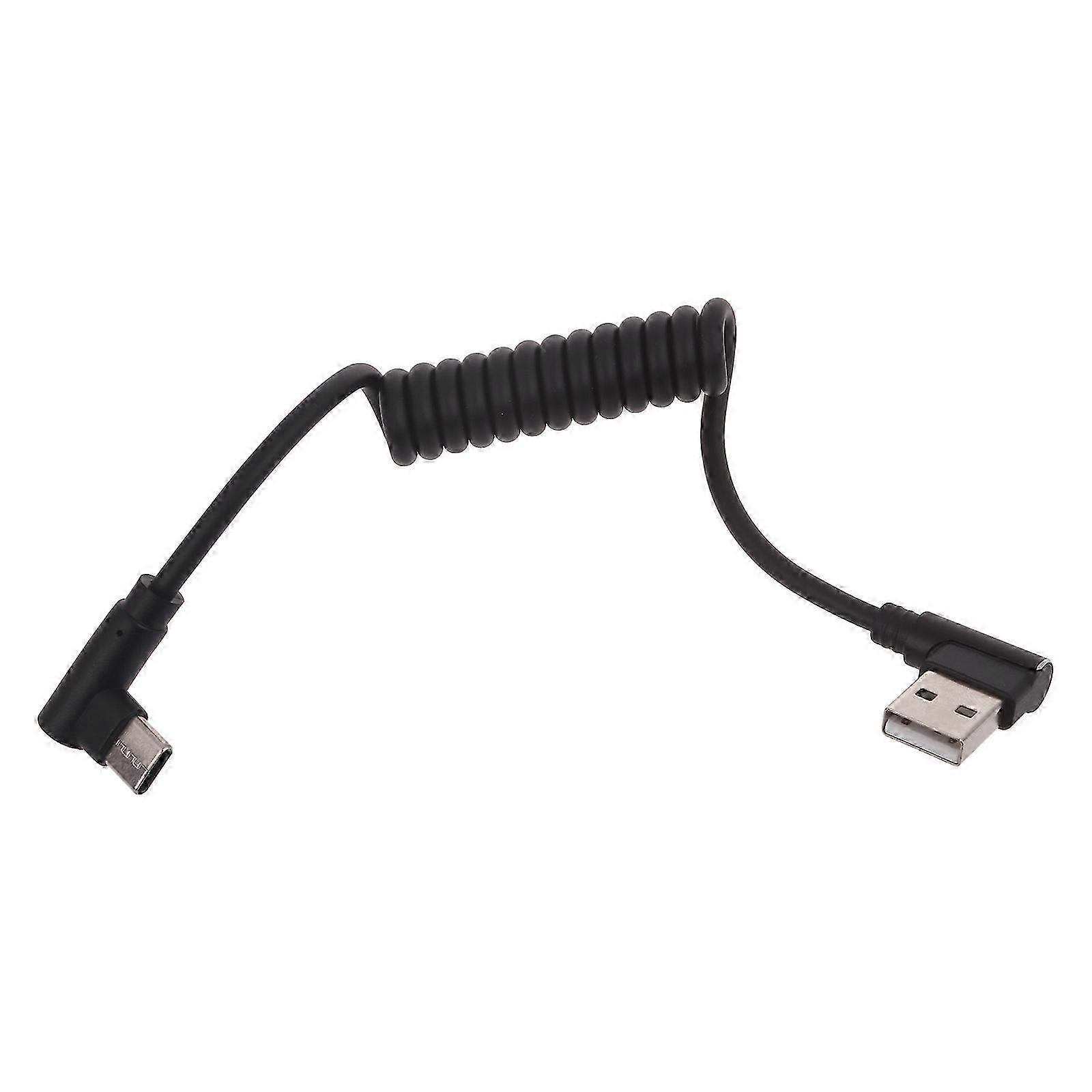90 Degree Coiled USB to USB C Cable, Spring Charging Cable for Phone Laptop