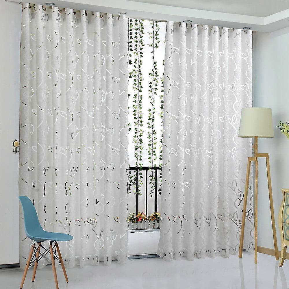 Clearance!Nayueo Single Vine Leaf Screen Size 100X200Cm 1 PCS Vines Leaves Tulle Door Window Curtain Drape Panel Sheer Scarf Valances 1X One Curtain