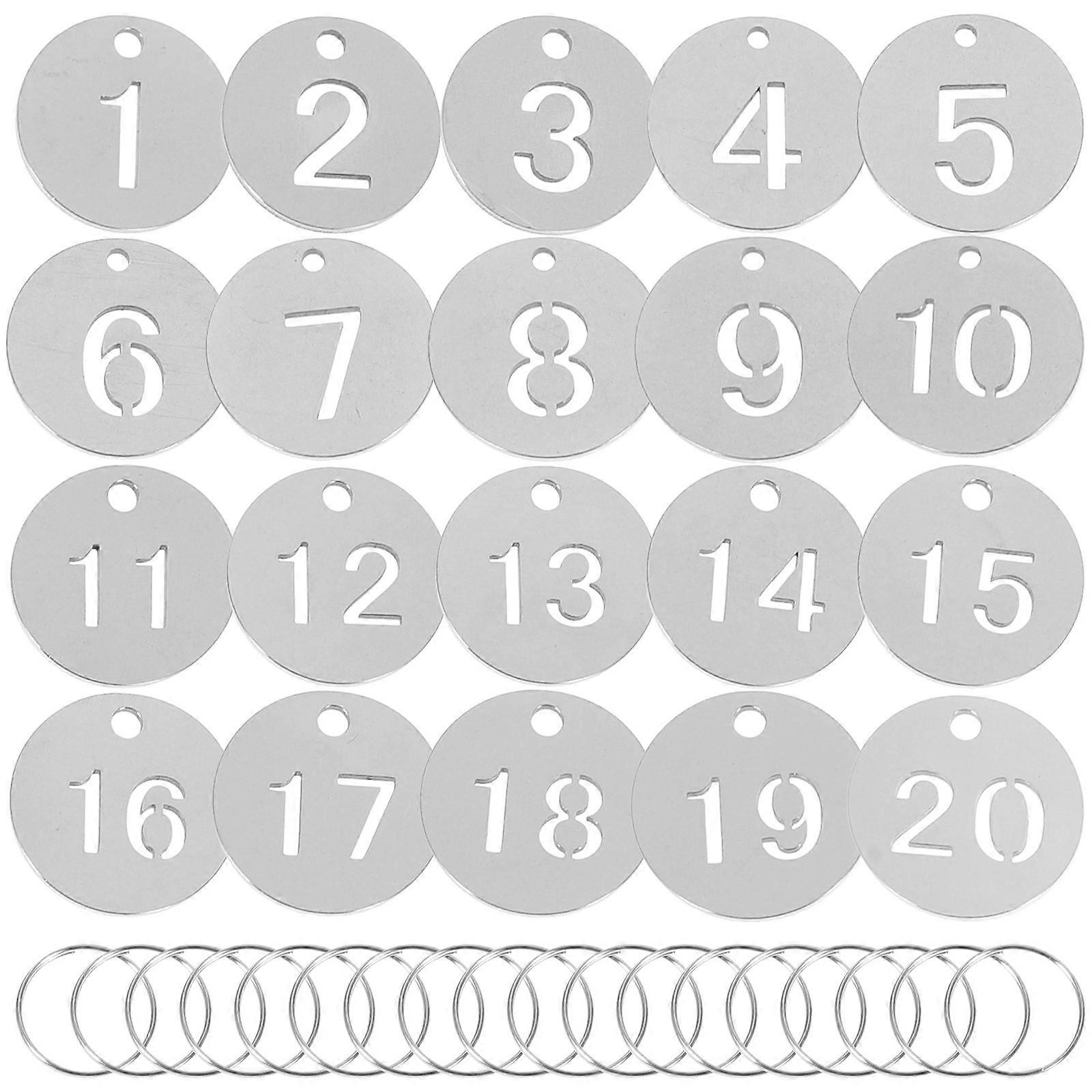 Silver Stainless Steel Number Tags Key Tags for Organizing 80Pcs