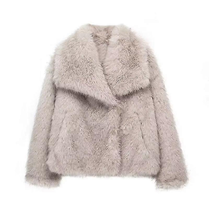 Naisten lyhennetyt tekoturkistakit Pitkähihaiset pörröiset lyhyet takit-2025