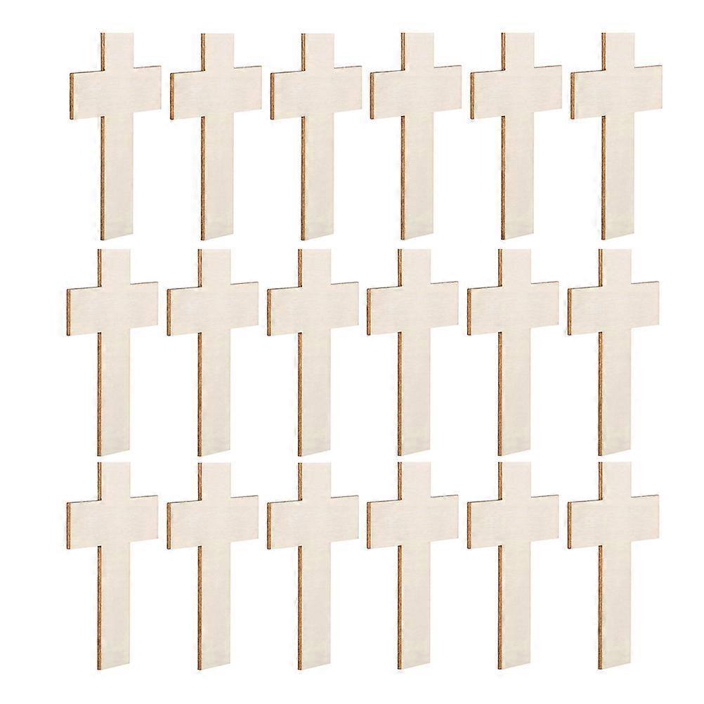 25Pcs Unfinished Wooden Cross Pieces For Various Decoration Occasions Craft Projects Made From Beige Wood Material