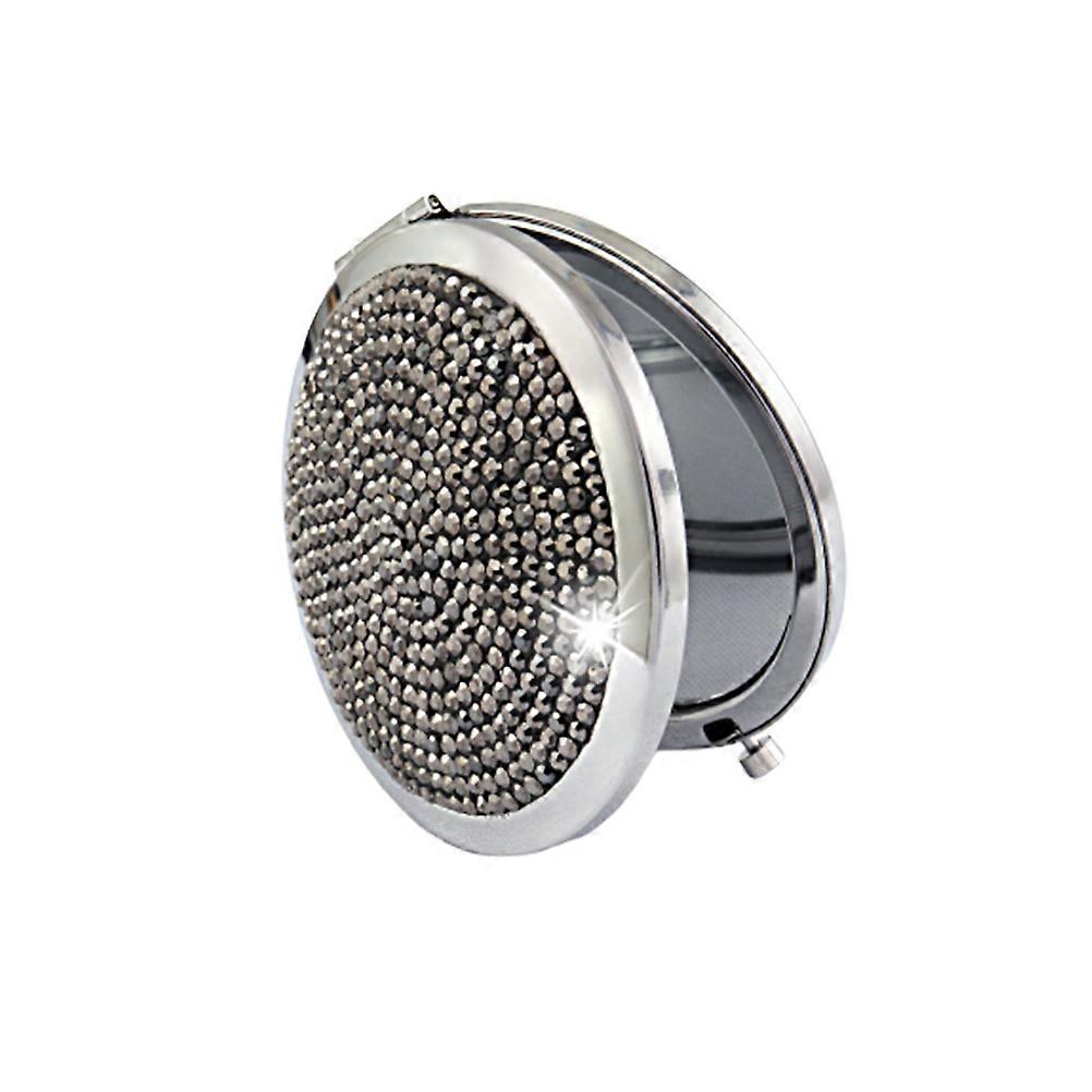 Portable Cosmetic Mirror 2Pcs Ideal For Makeup Application Travel Round Folding Mirror With Black Color