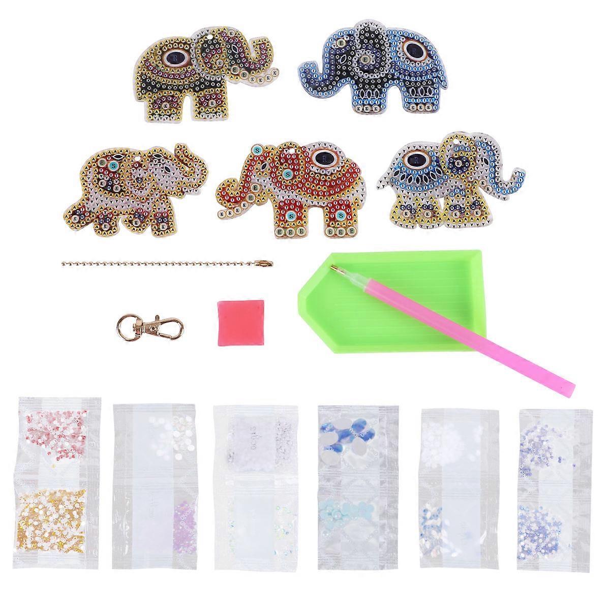 Beads Painting Keyring 3Sets for Holding Use DIY Elephant Charm Kit