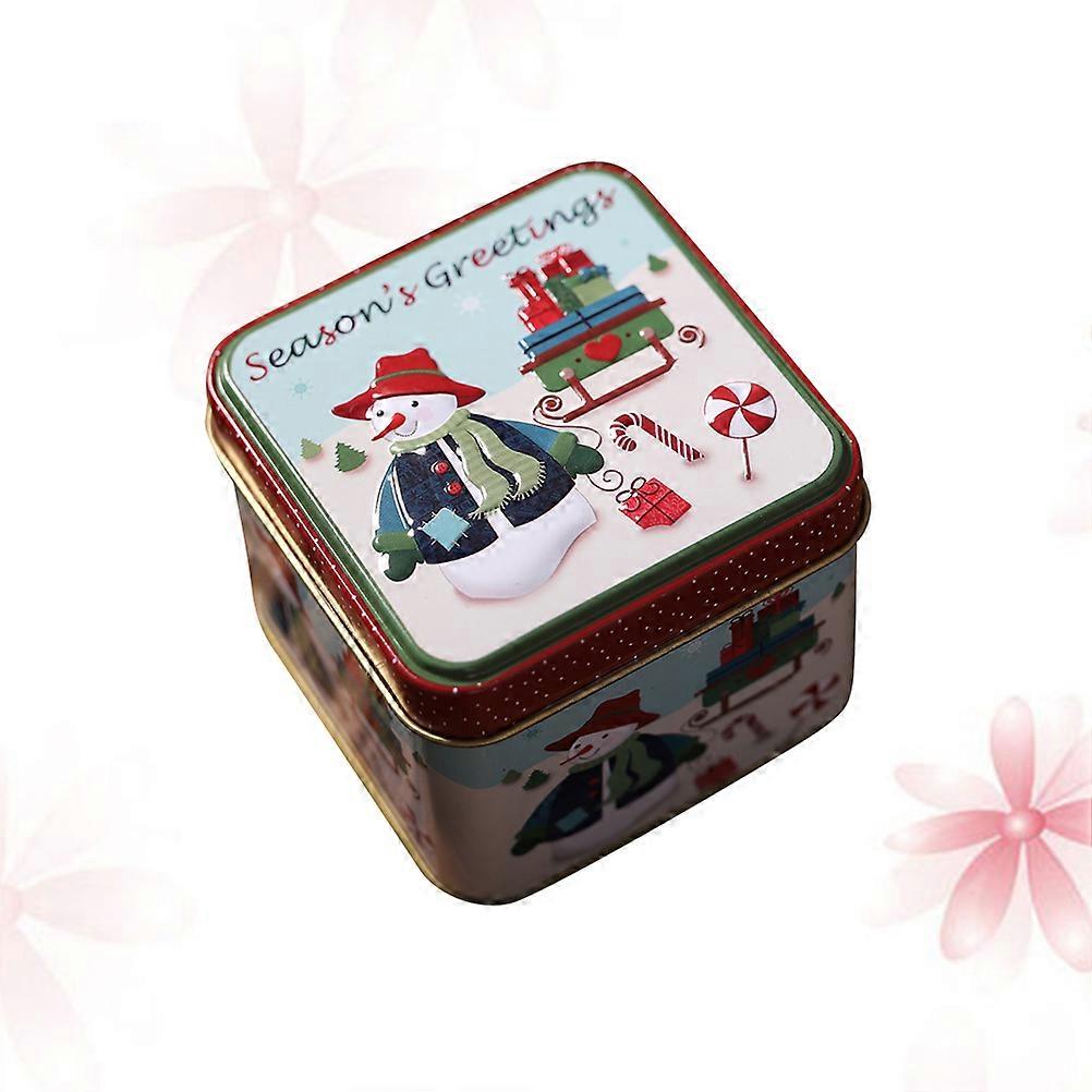Xmas Candy Jar Christmas Square Tinplate Candy Box for