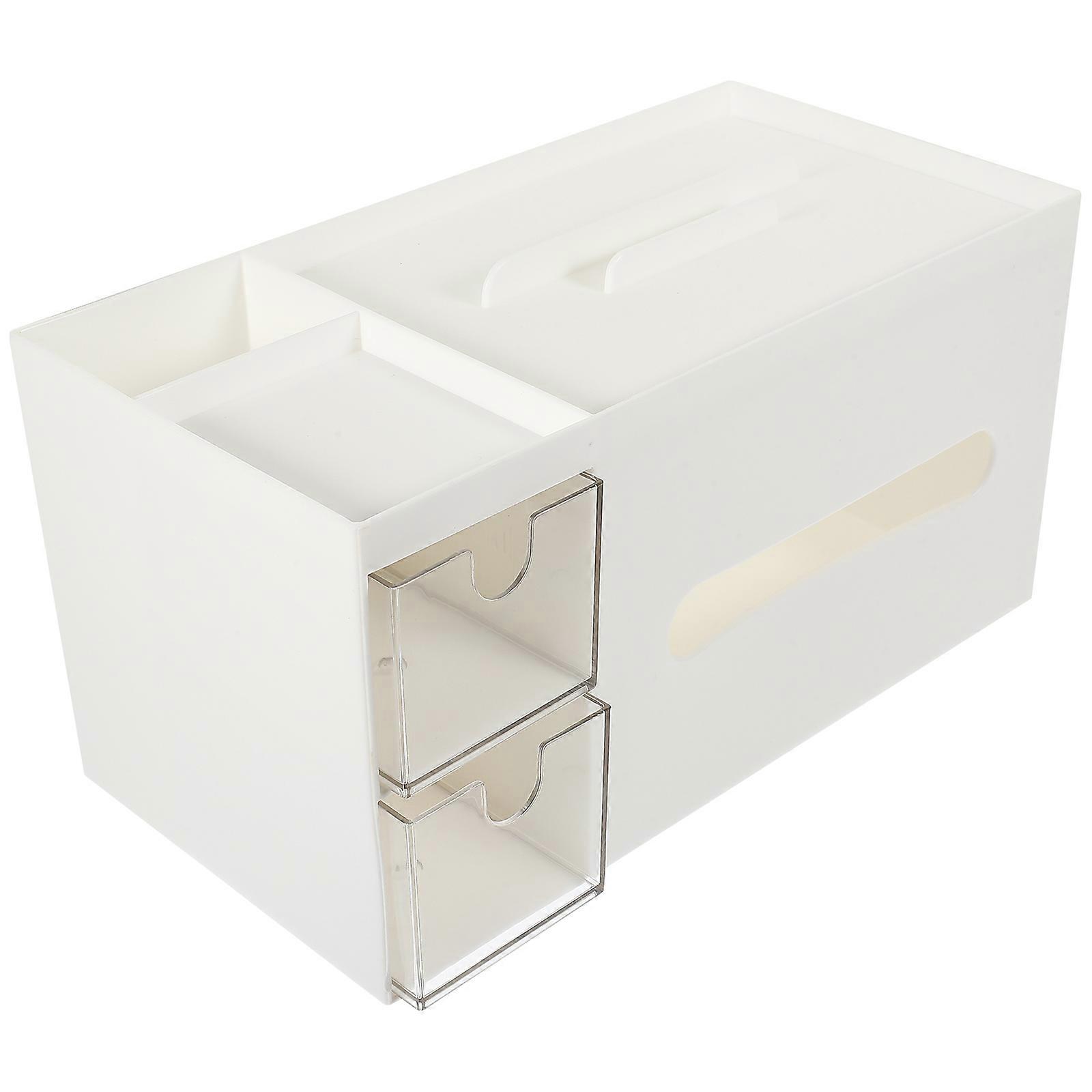 Cute Desk Organizer Drawer Style Storage Box for Desktop 2Pcs White Storage