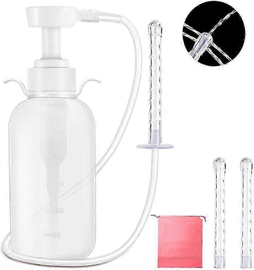 Reusable vaginal cleansing system for manual pressure cleansing with extra