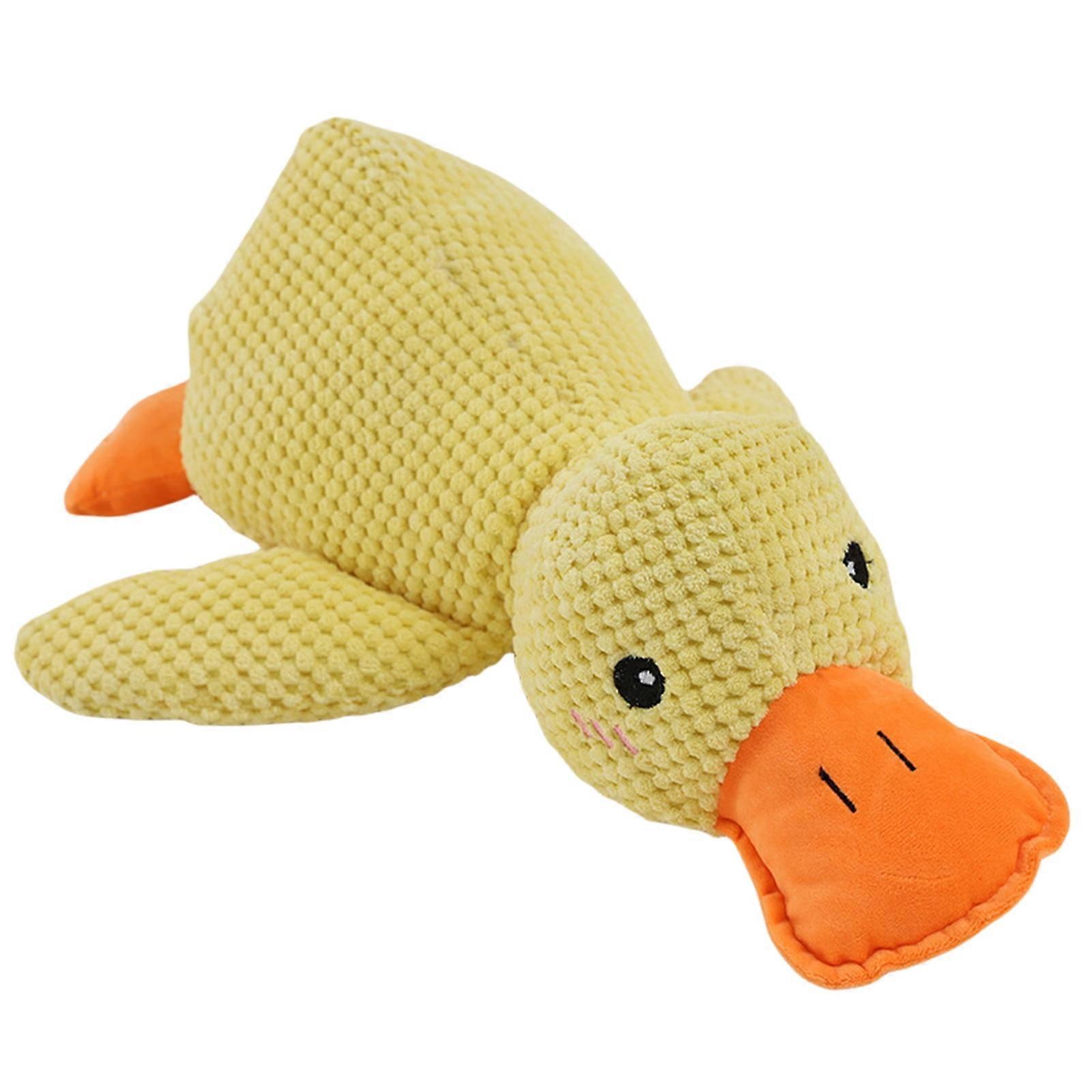 Toys for Dogs The Mellow Dog Calming Duck Stuffed Duck Dog Toy for Indoor Puppy (Yellow)