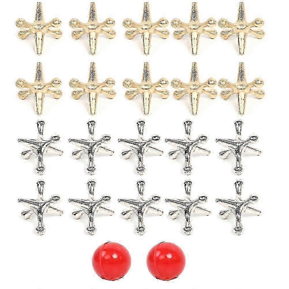 Portable Traditional Jacks Game Set, Eye-Hand Coordination Builder With Retro Metal Jacks, Classic Game For Indoor Outdoor Play, Decorative Metal
