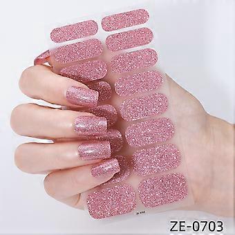 Solid Color Onion Pink Glitter Nail Stickers, Flash Nail Polish Film, Nail Art Stickers with Nail File