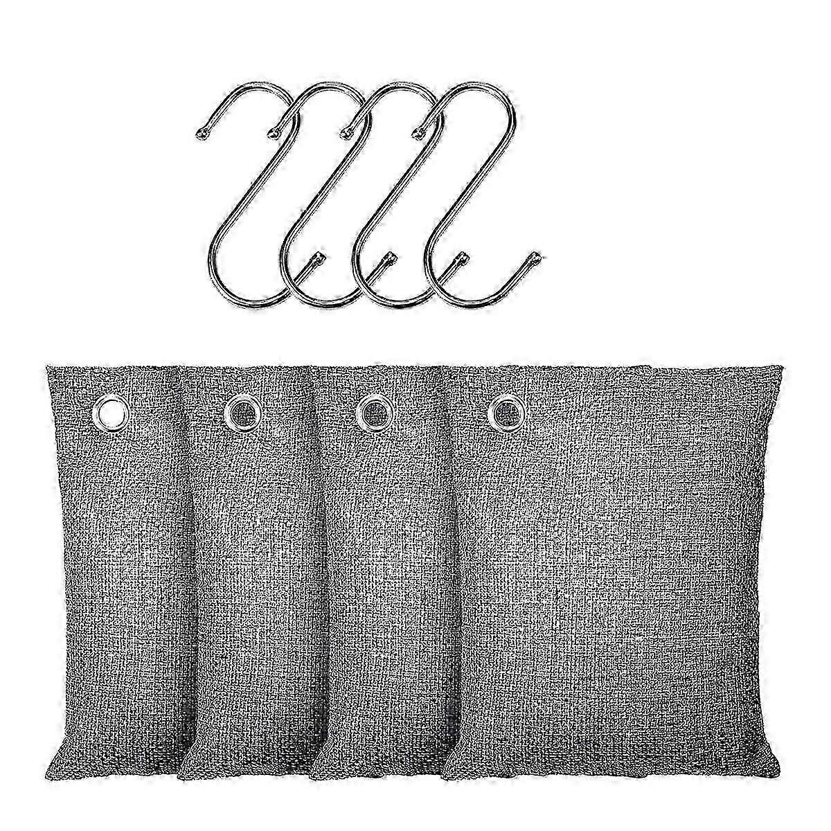 Activated Charcoal Odor Absorber,4x200g with Hooks Nature Odor Eliminator for Strong Odor,Bamboo Charcoal Air Purifying