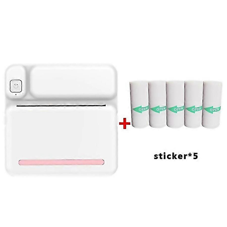 For C19 200dpi Student Homework Printer Bluetooth Inkless Pocket Printer Sticker X 5 Pink