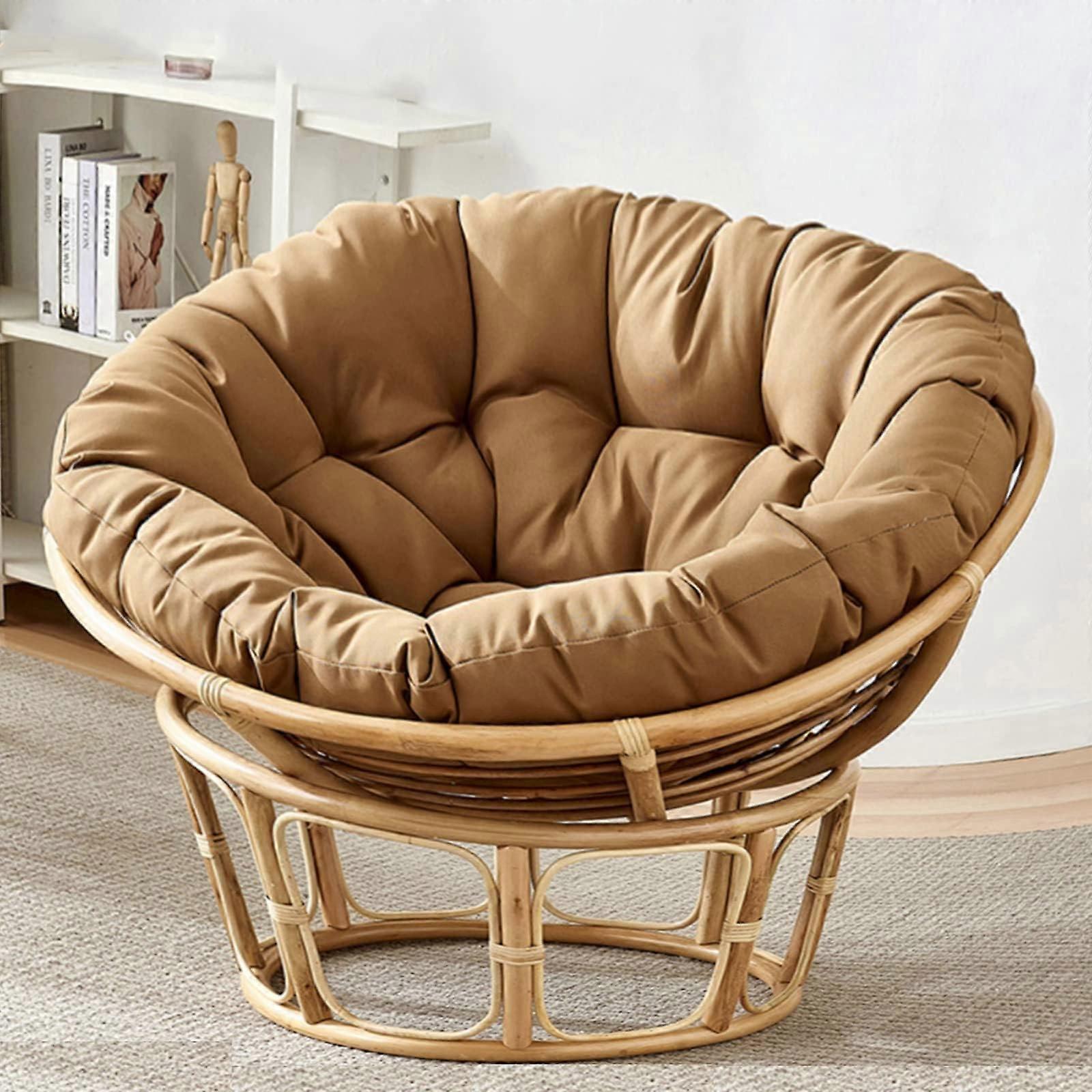 Light Brown Chair Cushion Round Cushion For Polyrattan Hanging Chair 80 x 80 cm Extra Soft Comfortable Seating