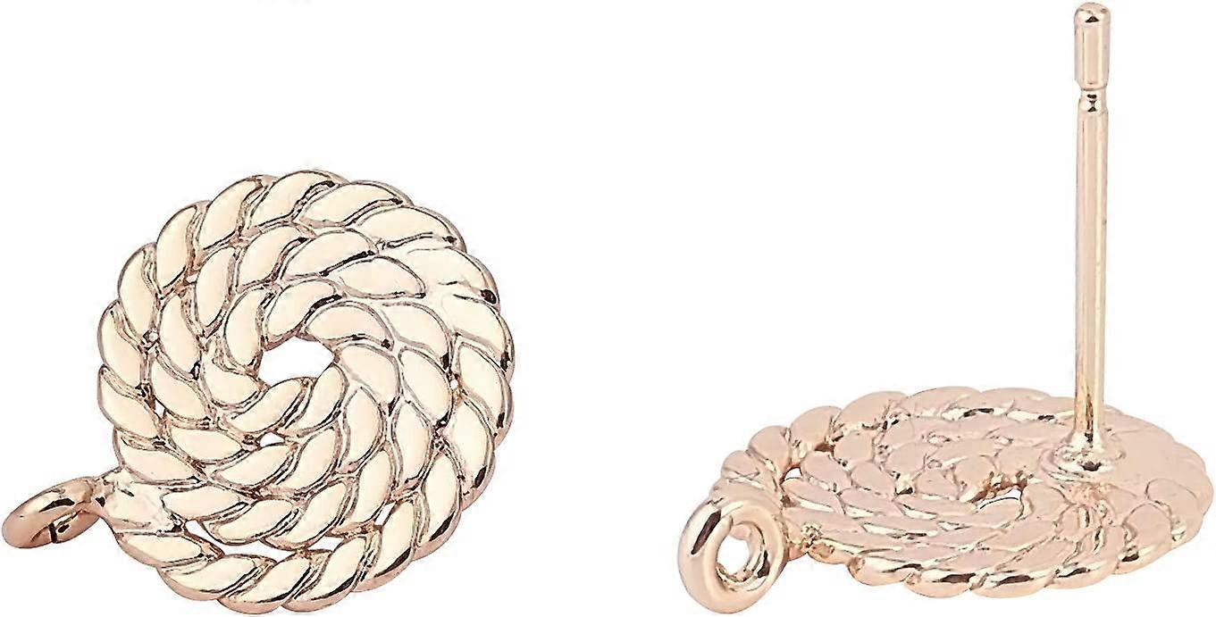 10pcs Metal Ear Stud Components Flat Round Real Gold Plated Earring Setting for Earring Making