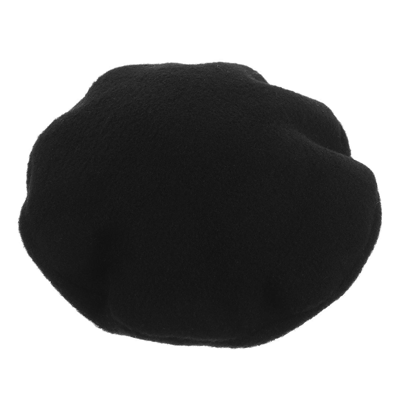 2Pcs Mini Beret Cap Wool Doll Beret Hat for Decor Black Cotton Material