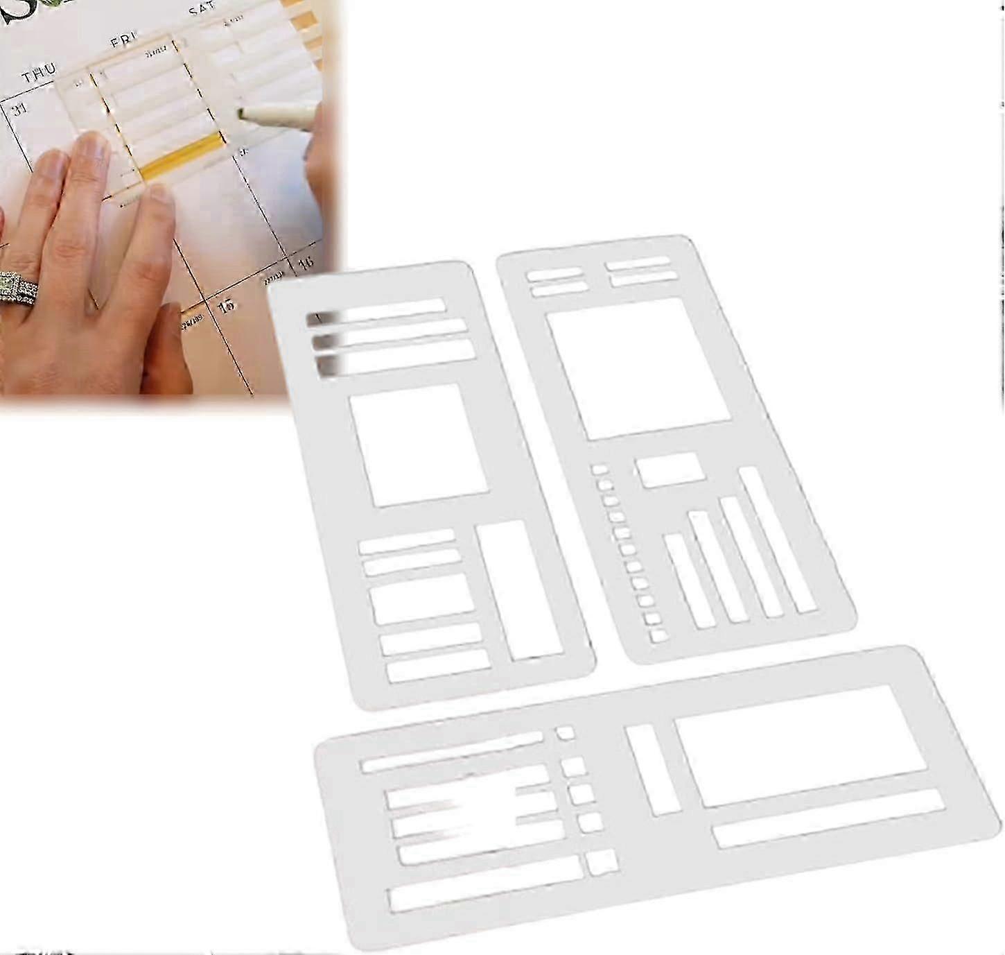 Handmade Flexible Record Template, Calendar Stencils for Planners, Versatile Reusable Templates, Flexible Drawing and Checklist Templates 3 Pack