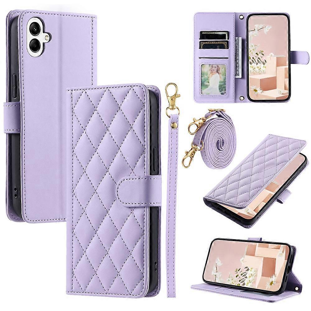 Compatible For Samsung Galaxy A05 4G Case Rhombus Grid Anti-scratch Phone Cover with 2 Straps