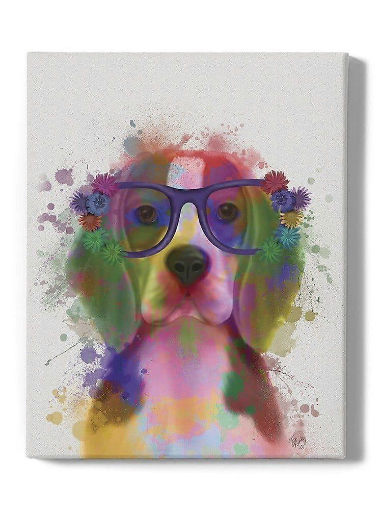 Colorful Beagle Splash Wrapped Canvas -Fab Funky Designs,-ouyab1558
