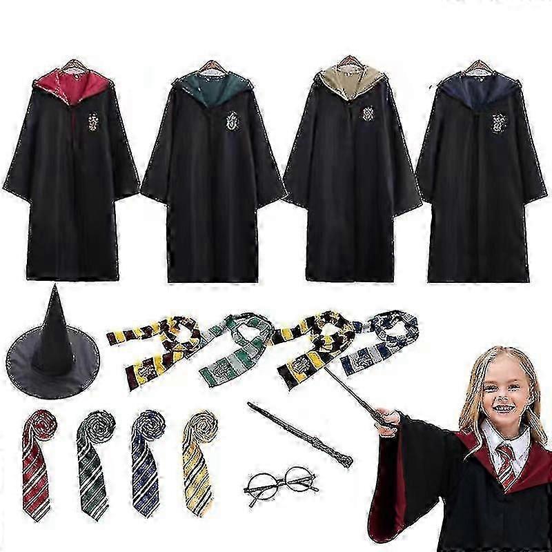 Harry Potter 6pc Set Magic Wizard Fancy Dress Cape Cloak Costume