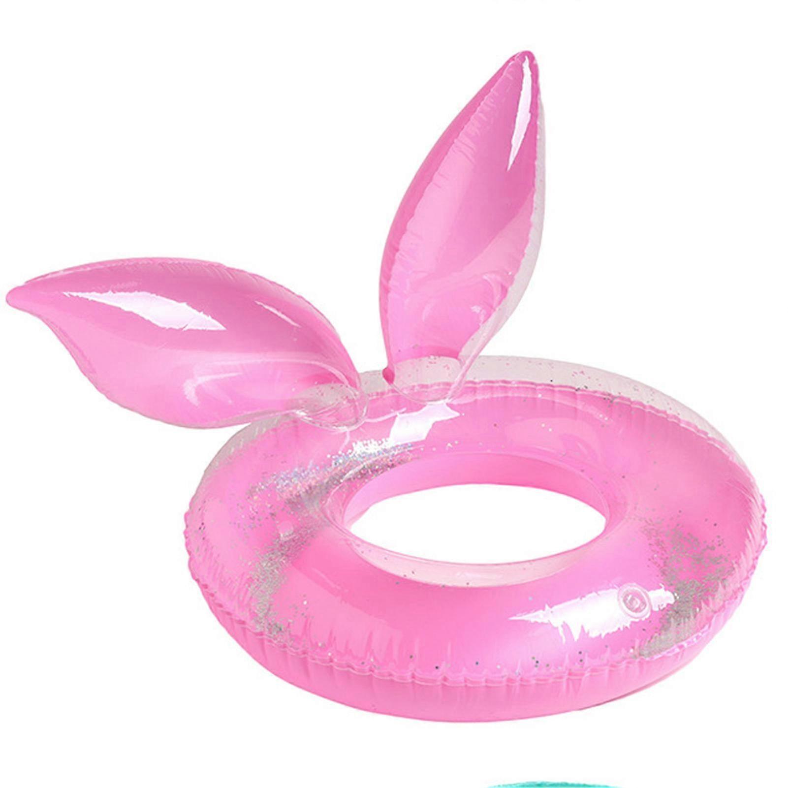 Inflatable Swim Ring Rabbit Ears Shape with Sequins for Adult Swimming Tool