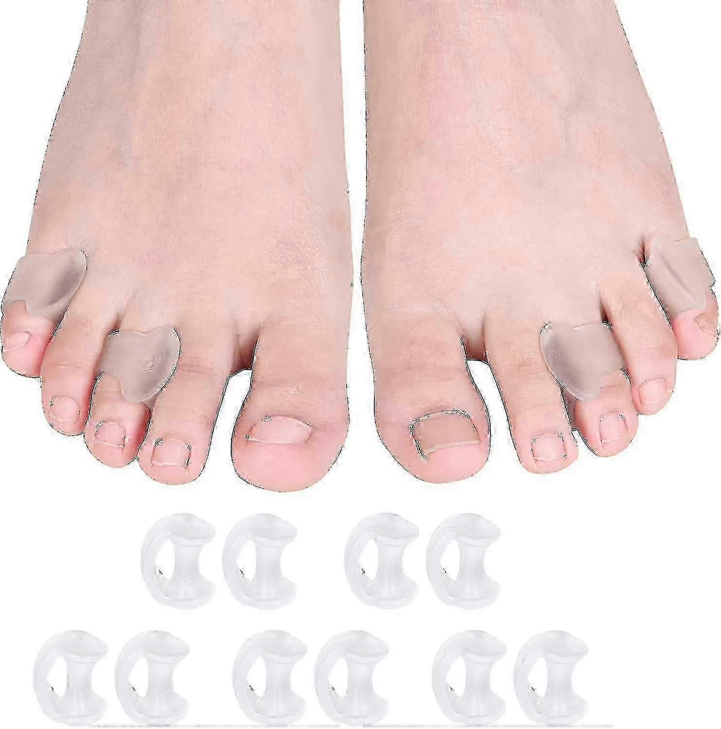 10pcs Pinky Toe Separator, Gel Toe Spacers Straightener, Hammer Toe Corrector, Silicone Little Toe Spacers For Overlapping Toe