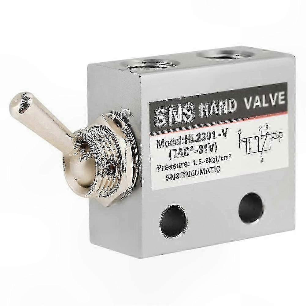 3-Position Pneumatic Toggle Switch with G1/8 Port, Mechanical Valve for 0-8kgf/cm Pressure, HL2301 Series