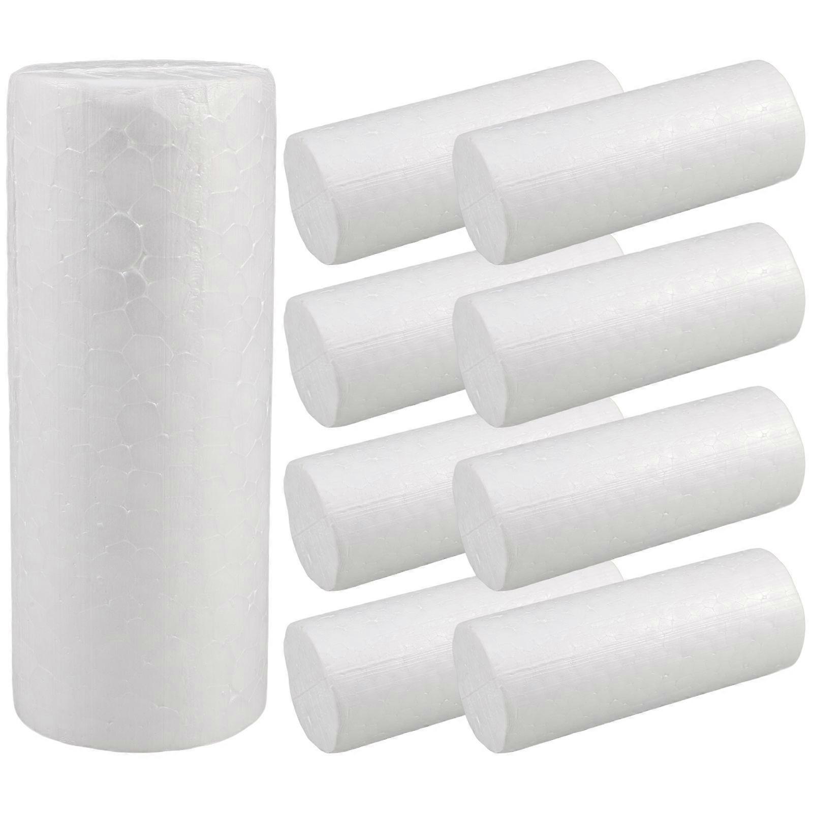 10Pcs White Foam Cylinders For Christmas Crafts Polystyrene Foam Tubes For Diy Decorations Crafting And Modeling 10 X 4 CM