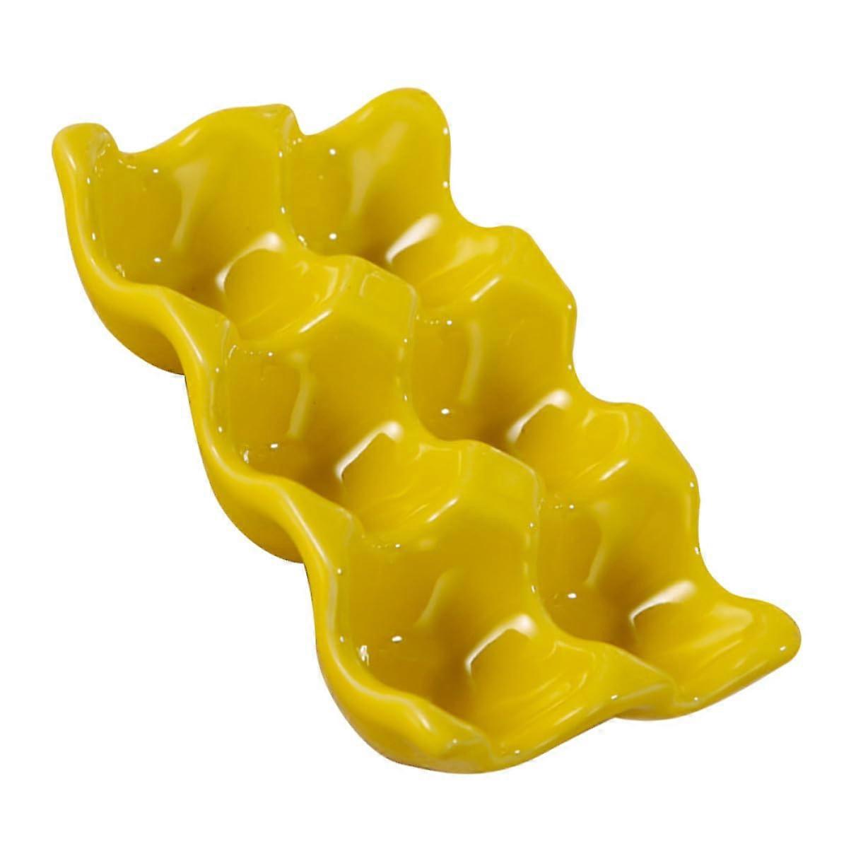 Ceramic Egg Holder Tray For Refrigerator Egg Storage, Kitchen Countertop Display Plate, Baking Use