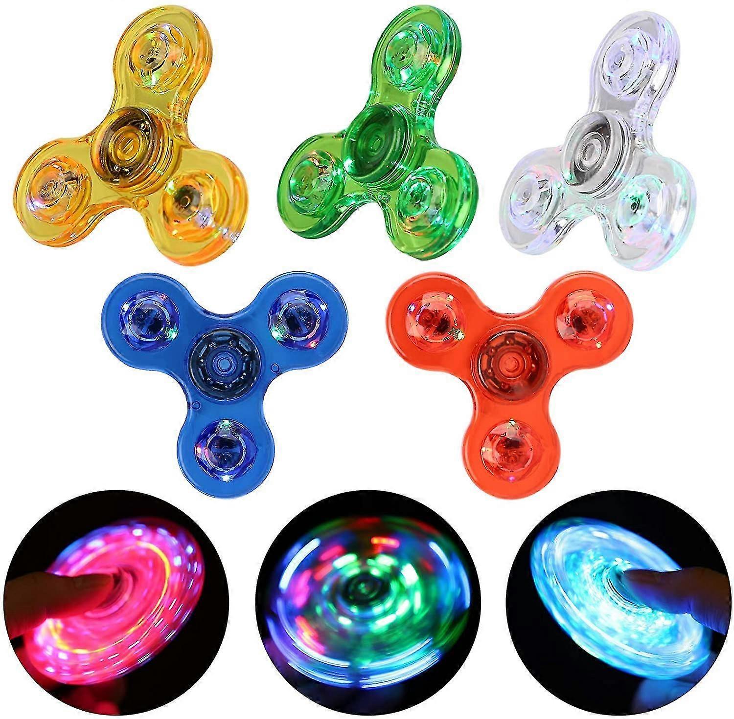 Fidget Spinners 5 Pack,led Light Up Toys Reducer Spin For Kid