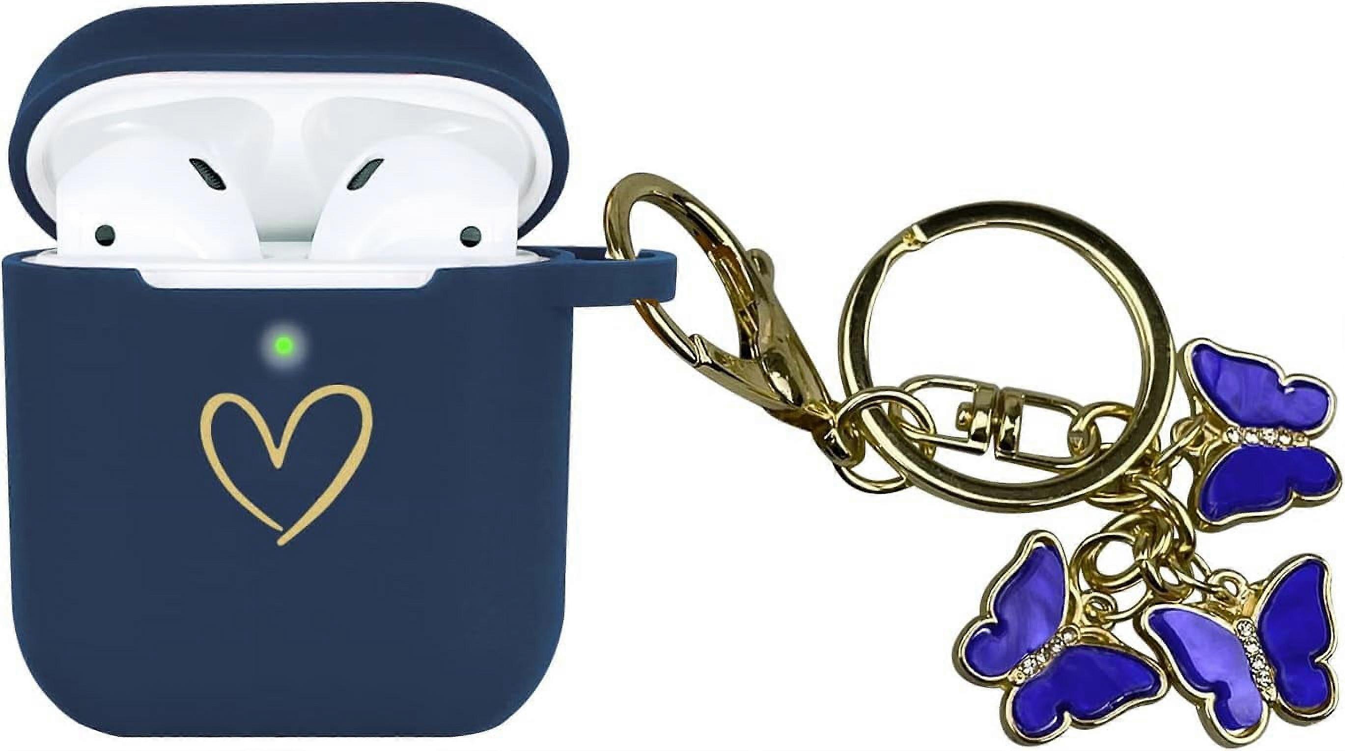 Compatible with AirPods Case Cover, Soft Silicone Case with Gold Heart Pattern for compatible with AirPods 2&1 Generation Case