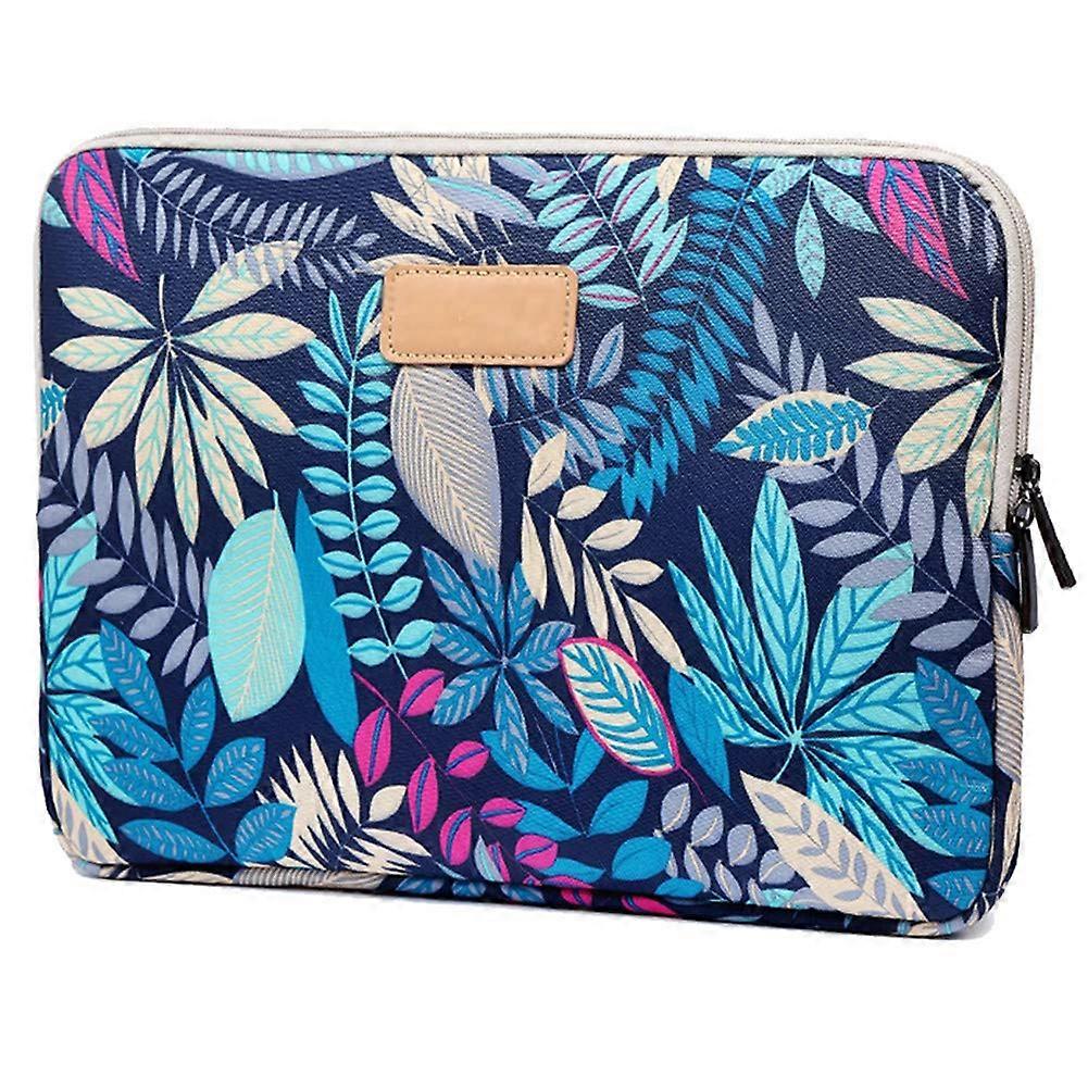 Laptop Sleeve 14 inch Waterproof Canvas Shockproof Case for Notebook, Ultrabook – Forest Pattern Blue