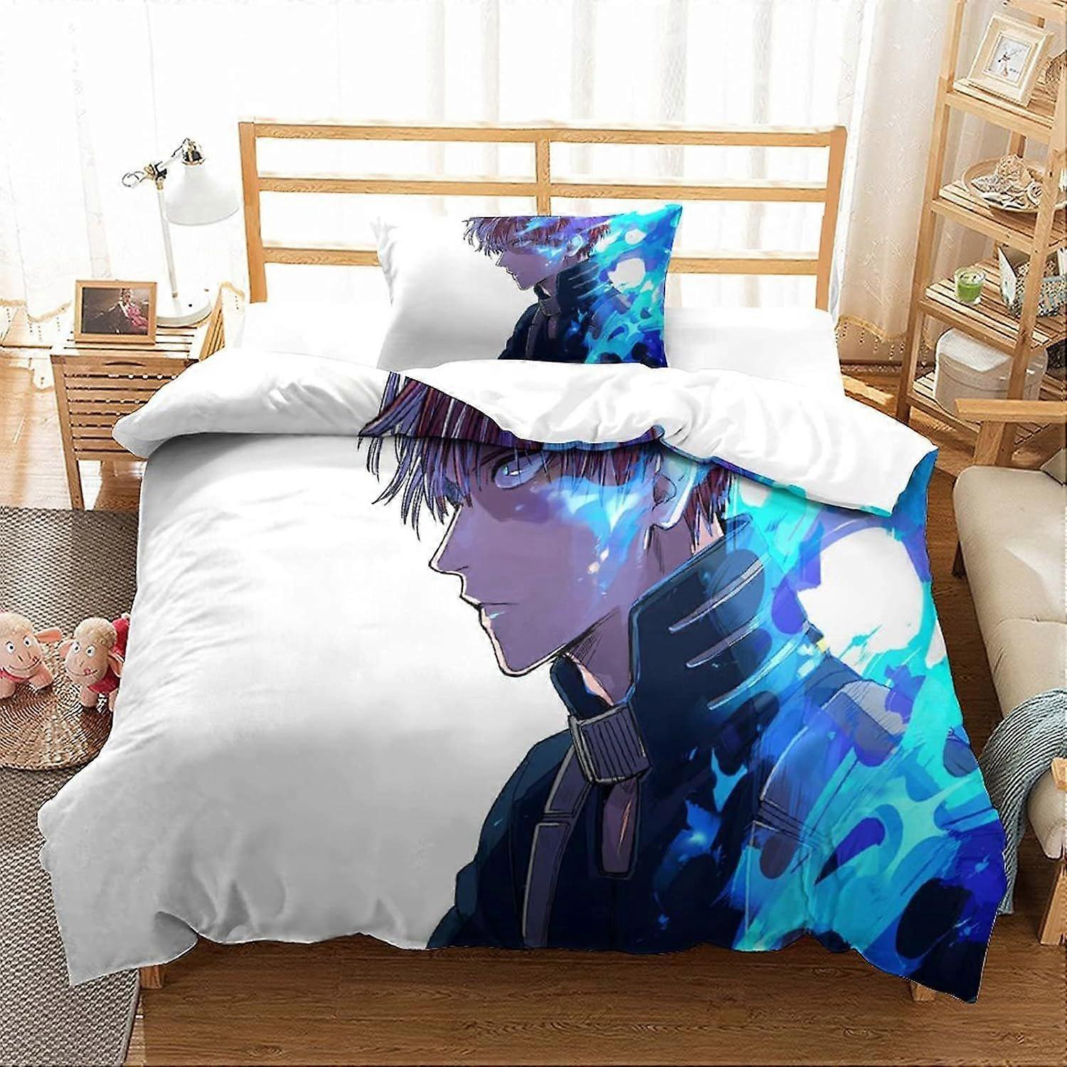 My Hero Academia Capa de edredom, 3D Print Capa de colcha Cartoon Home Textile Boy Bedding Duvet Set com fronhas Microfibra macia Easy Care Capa de colcha f