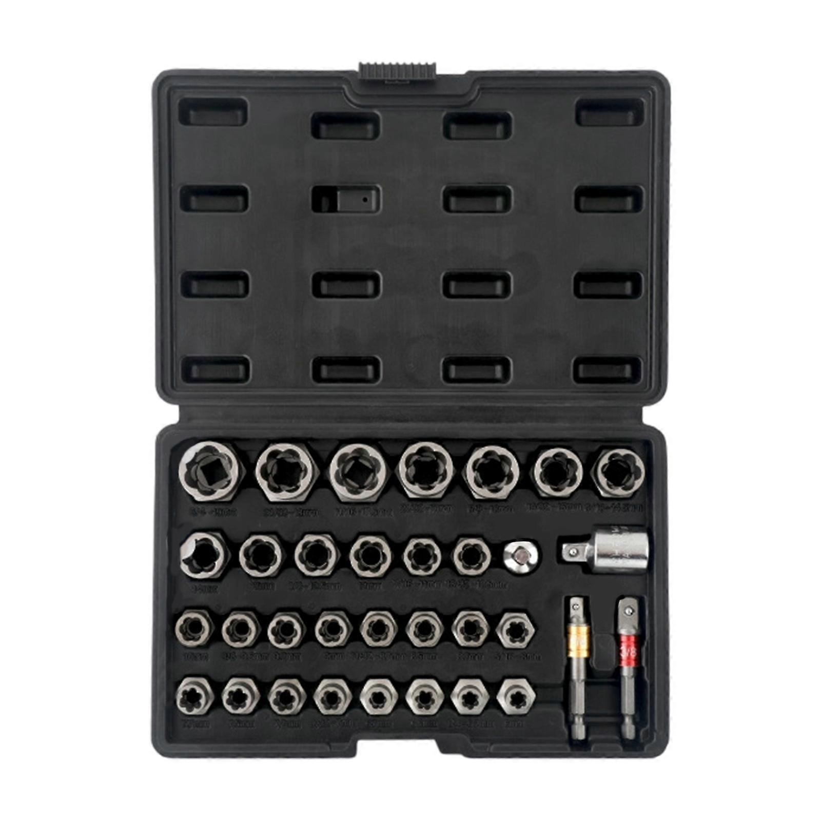 High Performances Bolt Extractors Reverse Thread Socket Noslip Grip Chromium Steel For Tire Lock Nut Removal Multicolor