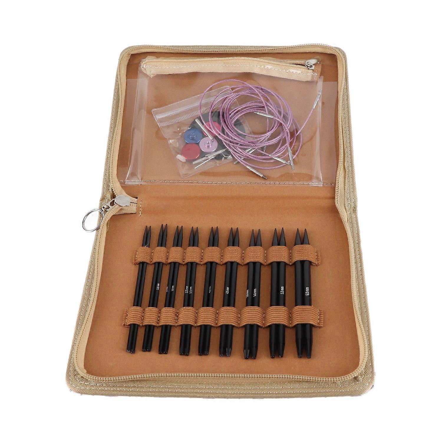 Circular Knitting Needle Set 3 to 6mm Interchangeable Ergonomic Circular Needle Set with Storage Bag