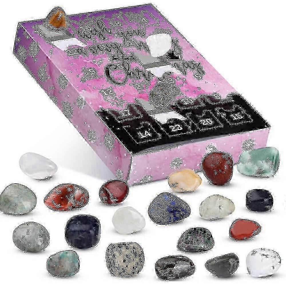 Christmas advent calendar for holiday with colorful mineral stones