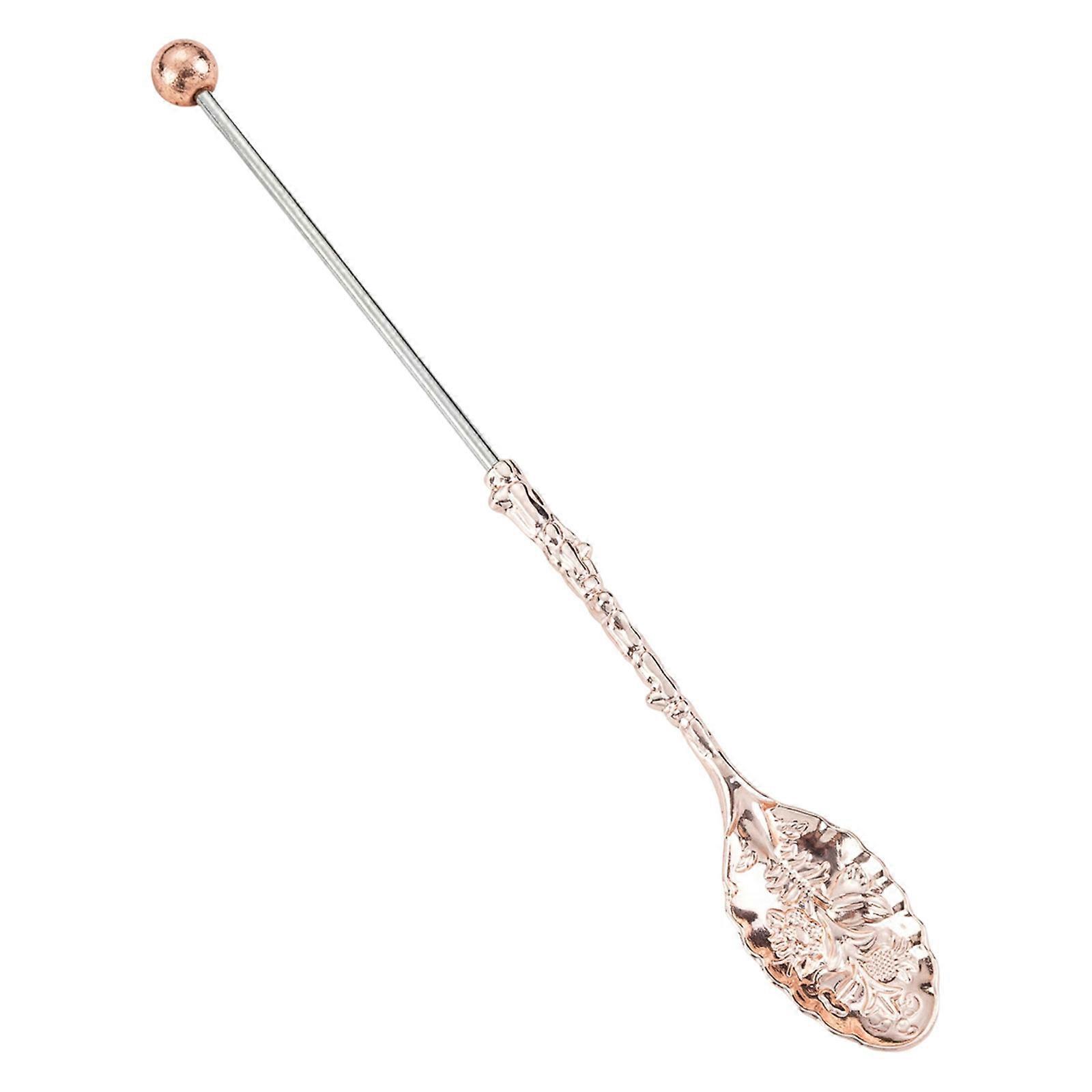 Art Decorative Beaded Dessert Spoon Nonrust Steel Long Handle Utensils For Deep Container Easy Cleaning Dining Tool  Rose Gold