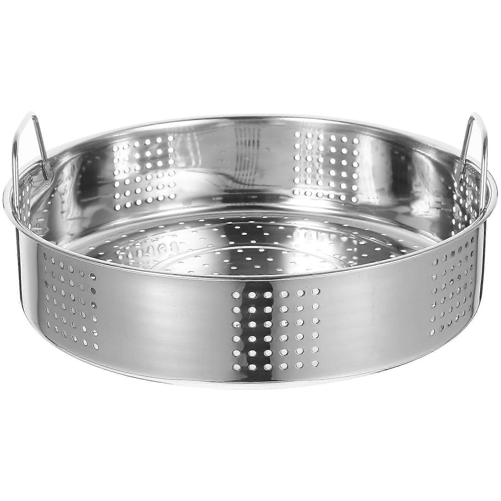 25 ס"מ סלסלת אידוי מזון מעשית ידיות נירוסטה ידיות קיטור רשת אידוי לחמנייה מעובה למסעדת מטבח ביתי (כסף)