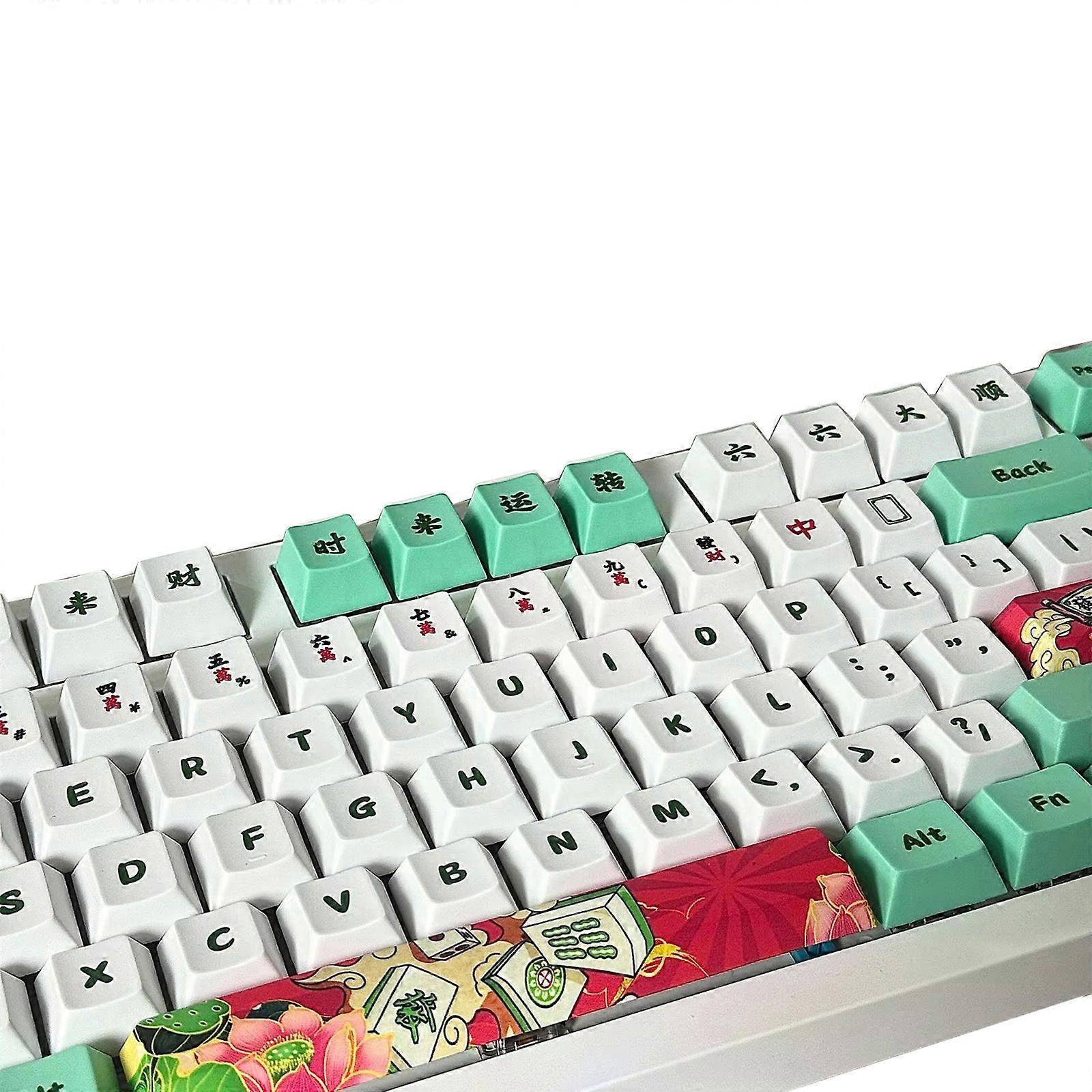 123key/set Original Profile Get Rich Mahjong Keycap for Mechanical Keyboards PBT Dye Subbed Key Caps for Switches Multicolor