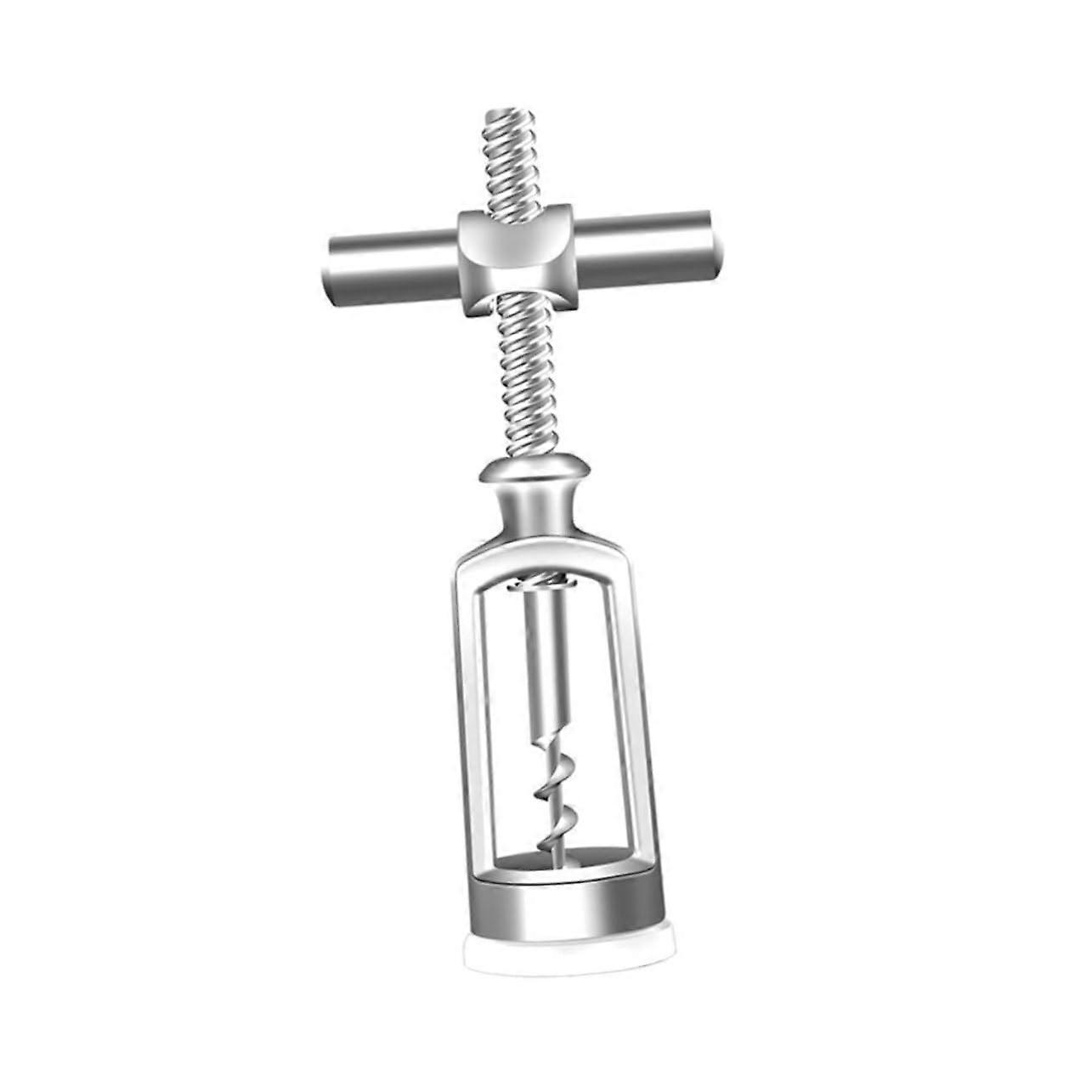 Wine Bottle Opener with Sharp Drill and Cross Design for Home Bar and Restaurant Silver Finish