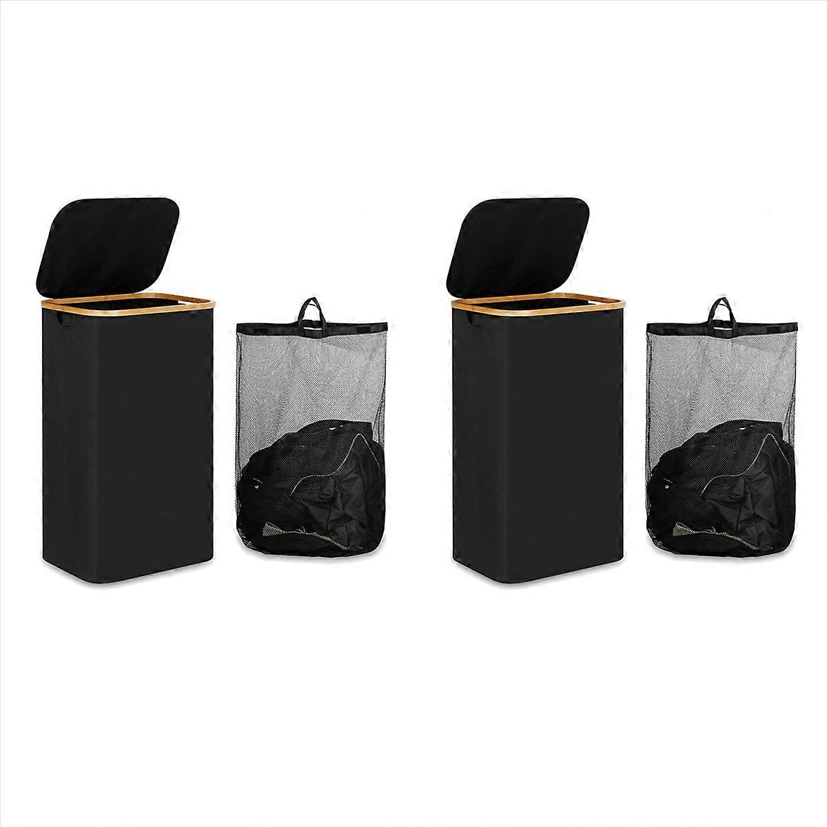 2X 110L Laundry Hamper with Handle and Lid, Basket Organizer with Removable Inner Bag for Clothes To