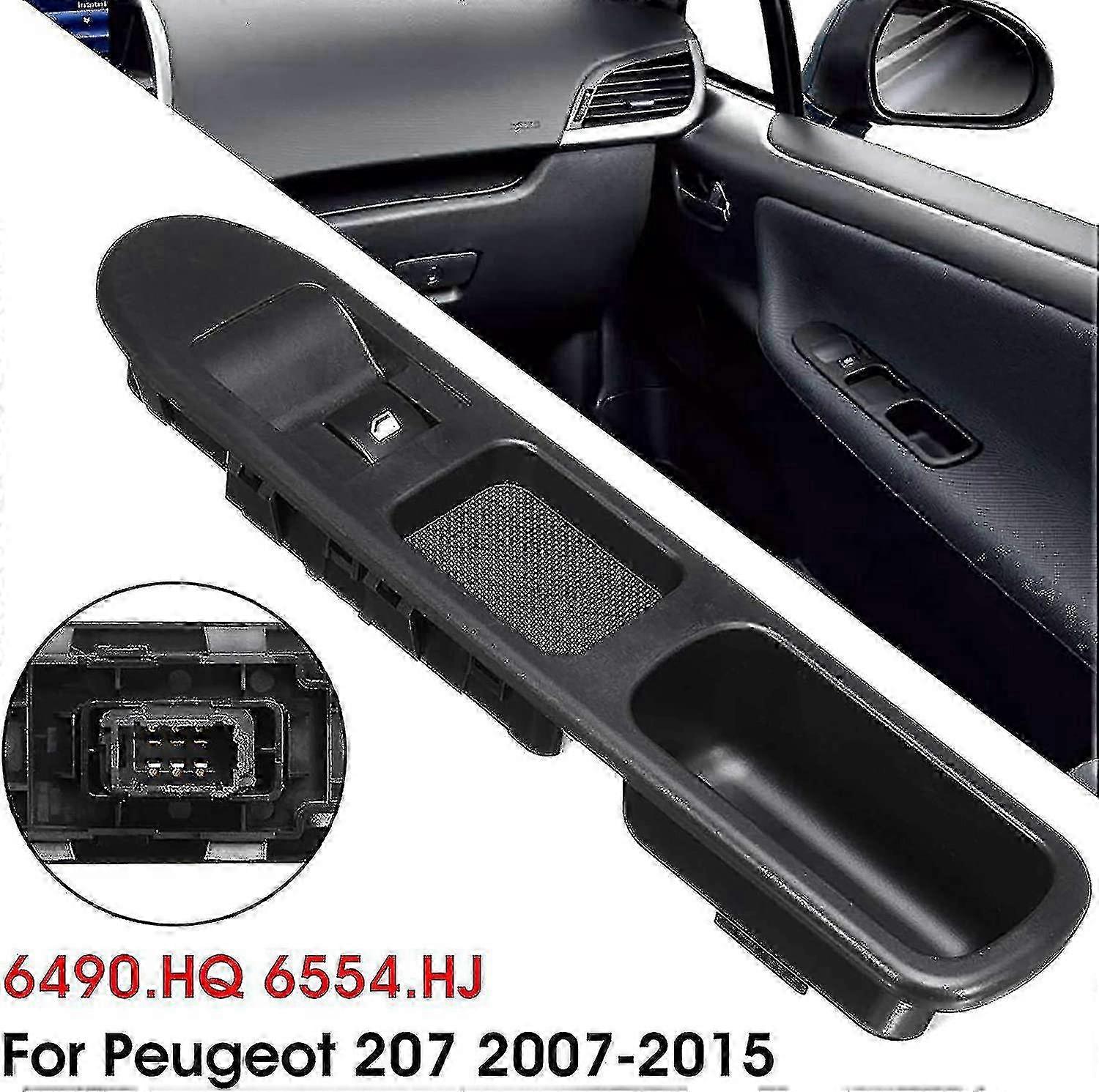 Control Switch for Door Lock & Passenger Side Window - Front Right, Compatible with Peugeot 207