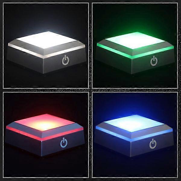 LED light base for crystal 3D glass art, colorfully illuminated