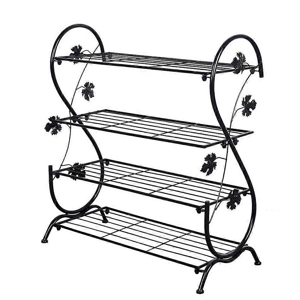 Stackable Shoe Rack Wrought Iron MultiTier Storage Shelf for Bedroom Dorm Entryway (Black)