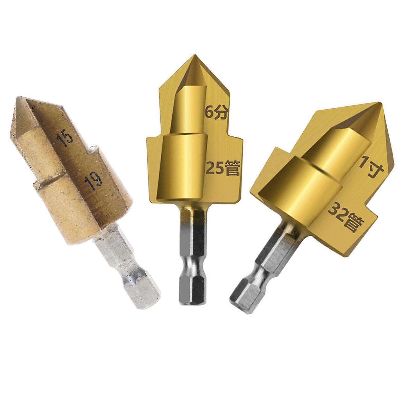 Step Drill Bit Set for Expansion Repair Hole Drill Bit Water Pipe with 1/4Inch Hex Shank 20/25/32mm Hole Opening Multicolor