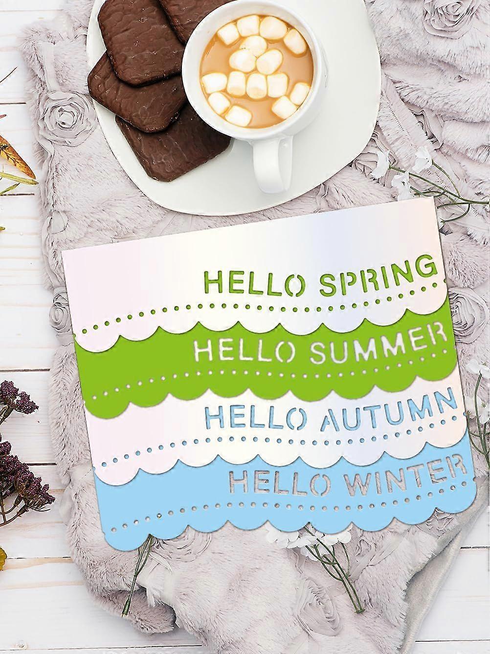 2Pcs Wave Theme Carbon Steel Cutting Dies Stencils Word Embossing Stencils Template Frame Metal Die Cuts for DIY Embossing Photo Decorative Paper Dies