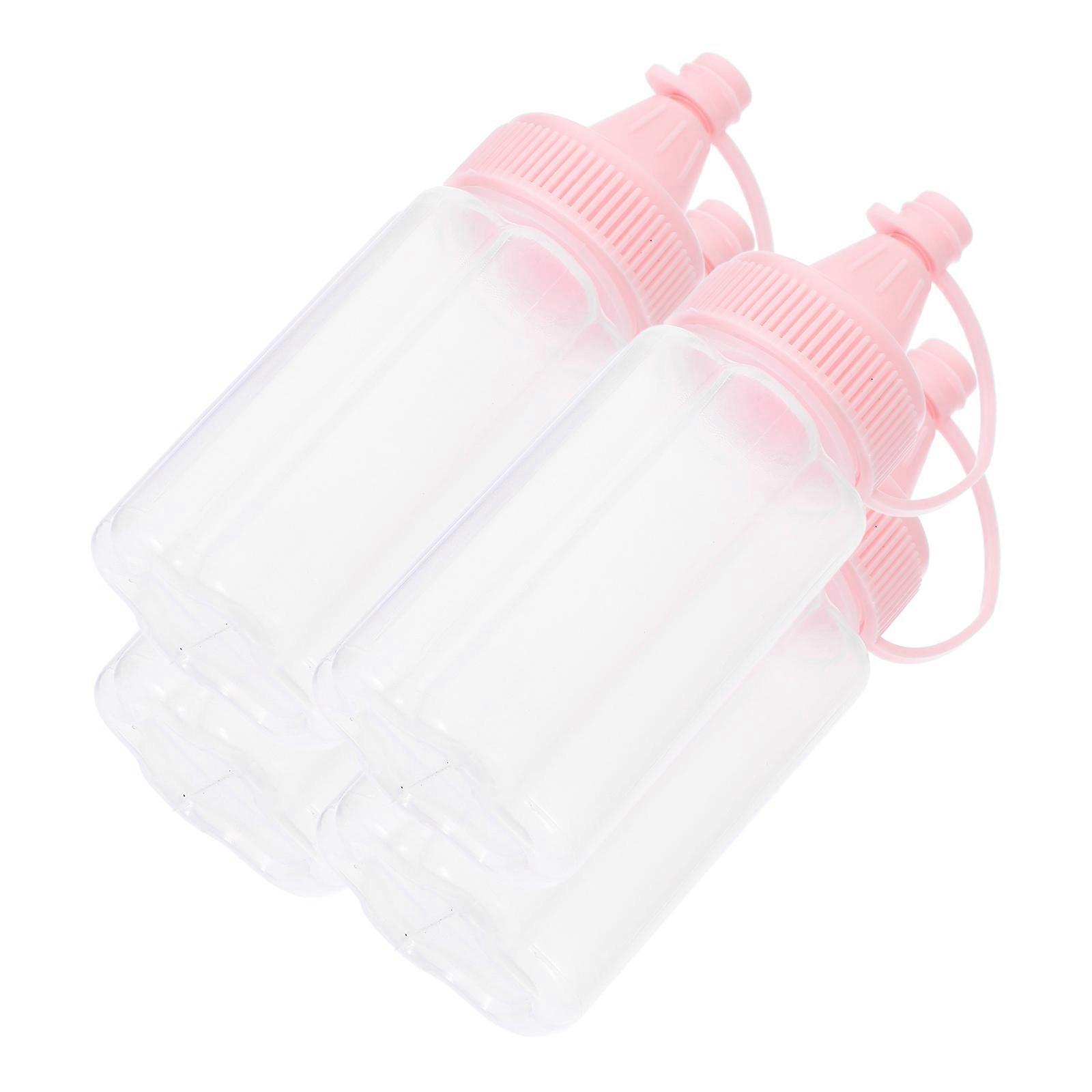 Pink Kitchen Gadgets Honey Squeeze Bottles for Condiment Use 4Pcs Set