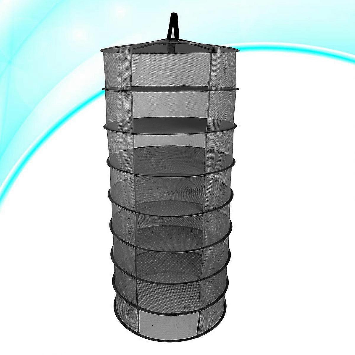 60CM 8 Layer Portable Folding Hanging Tørkenett Mesh Storage Organizer Net Shelf Rack for Plant Garden Picnic Fiske